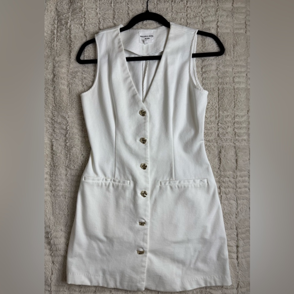 Willow & Thread White Button Front Dress – Size XS